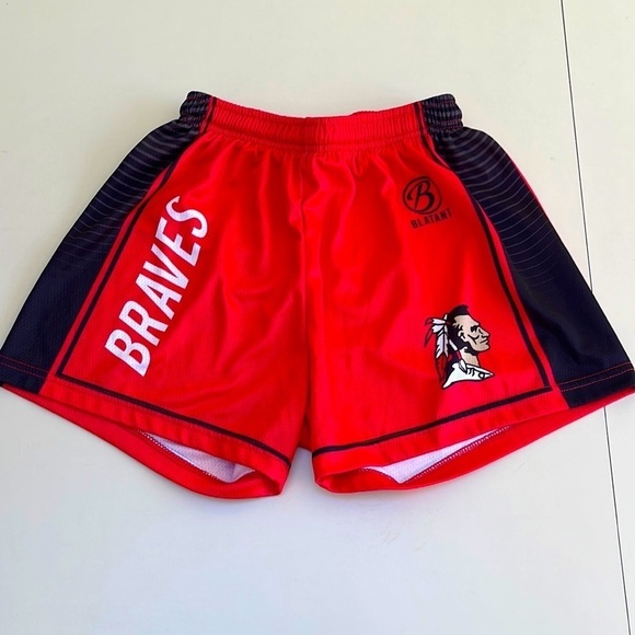 ❤️ 🆕 BRAVES Youth Red Mesh Basketball Shorts Size M - Picture 2 of 4